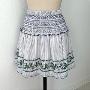 Cartolina Kylie Mini Skirt NWT Stripes Cross-Stitch Embroidery Cottagecore L